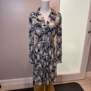 Conversations by Anthropologie Blue and White Patterned Top